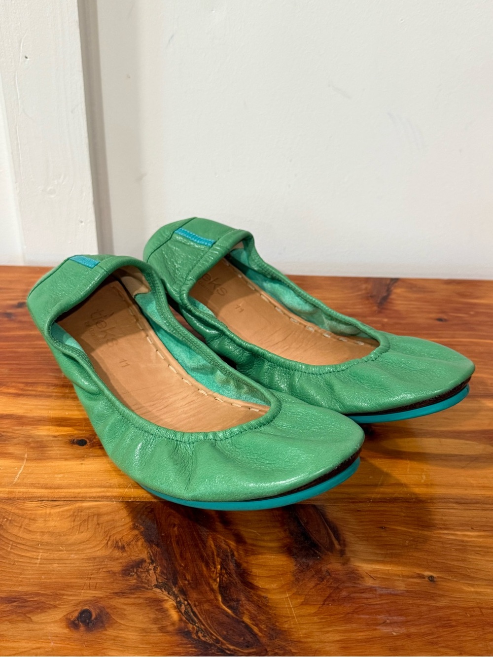 Tieks Clover Green Leather Ballet Flats